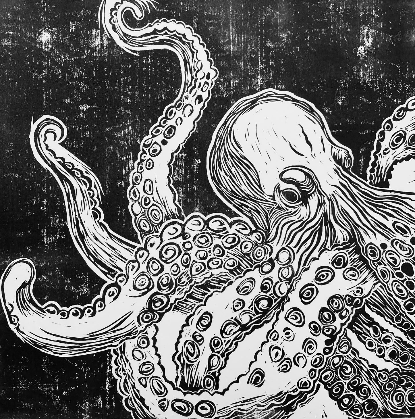 The Kraken linoprint