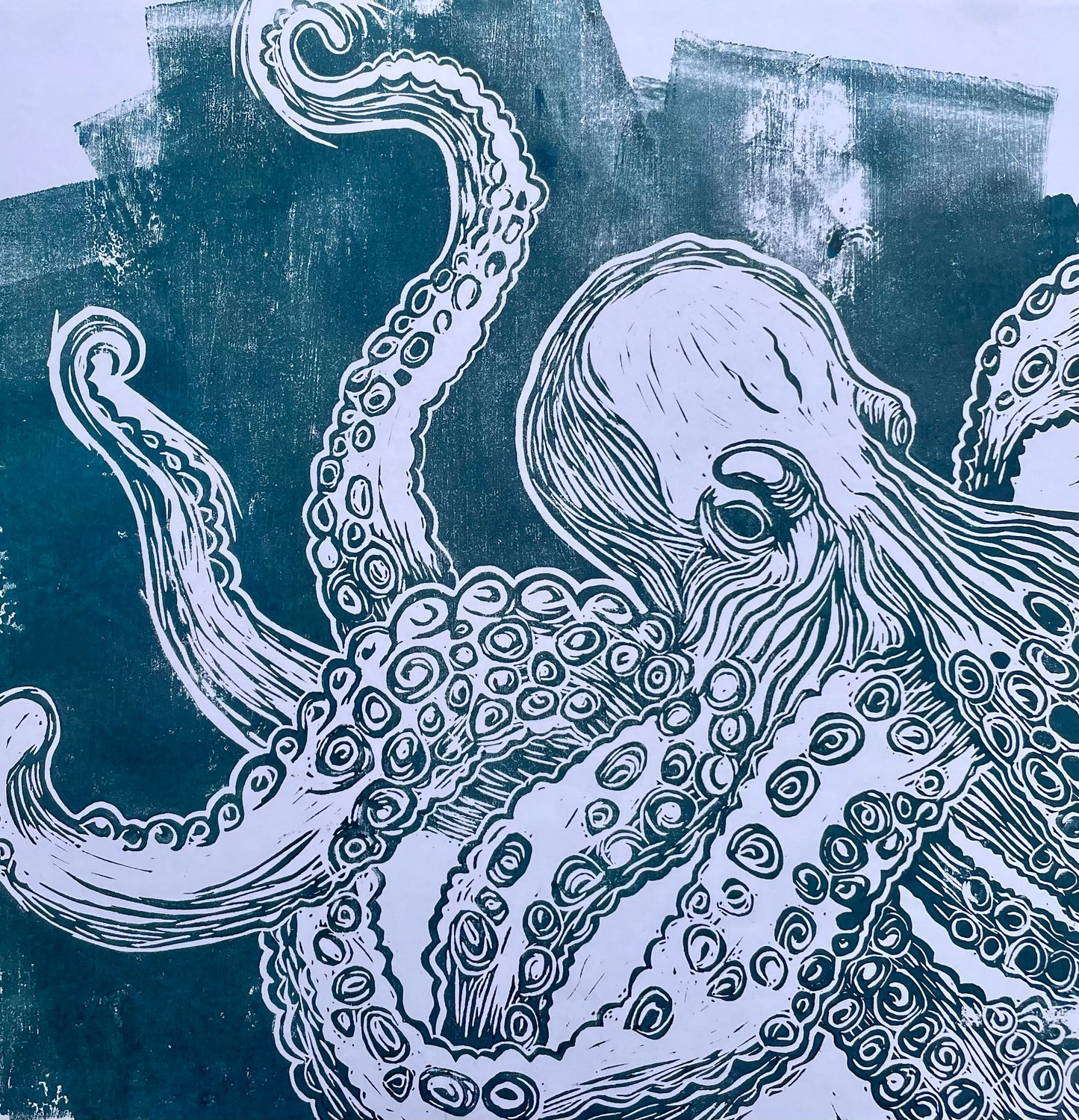 The Kraken linoprint