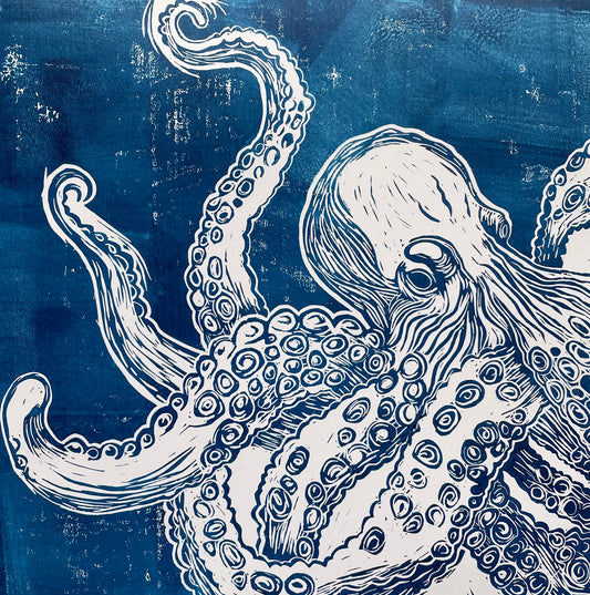 The Kraken linoprint