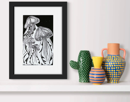 Jellyfish Lino print