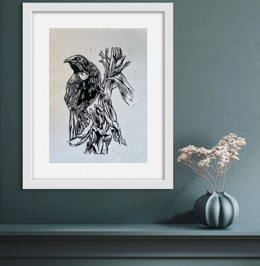 Tūī linoprint